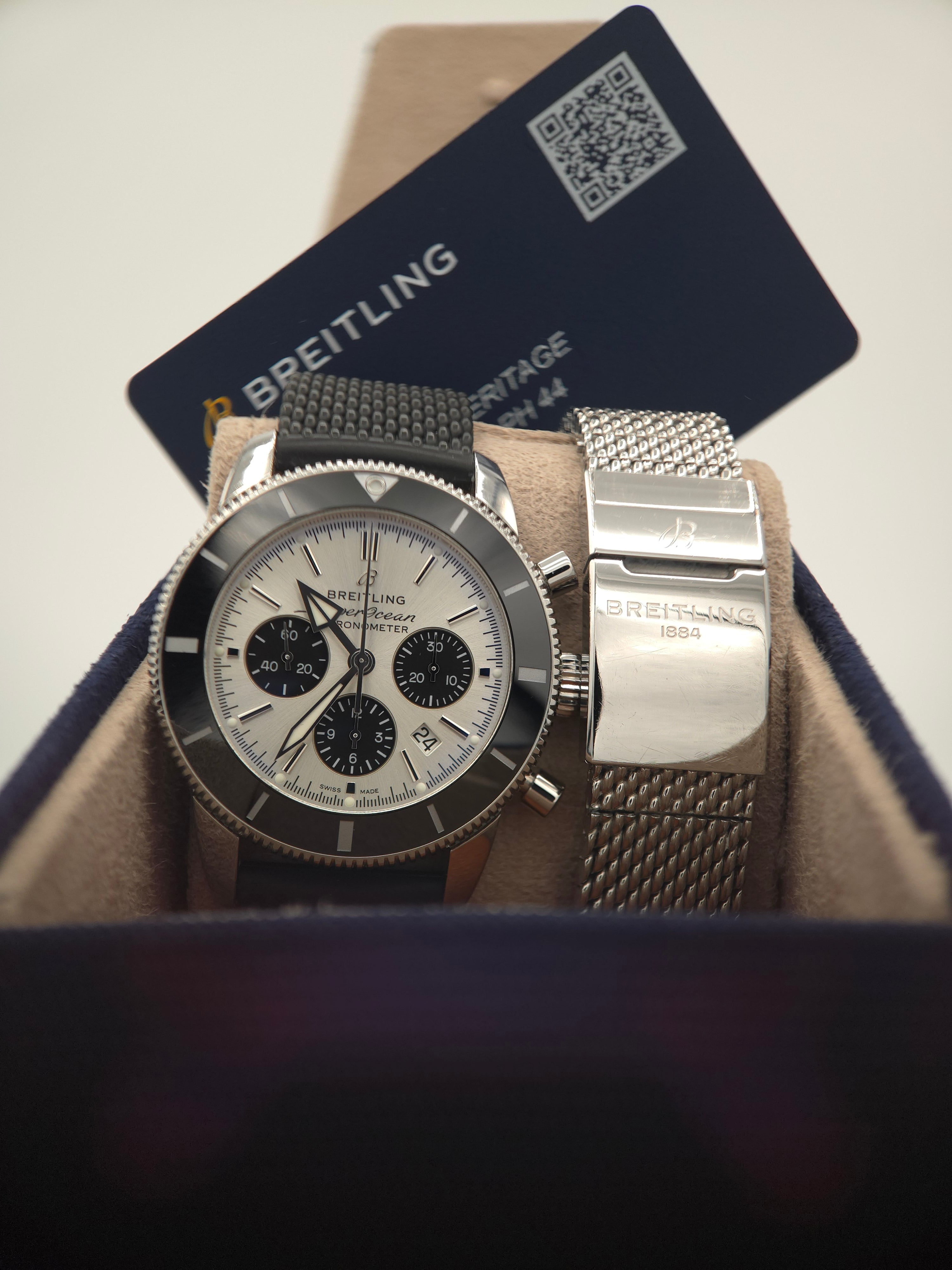 Breitling Superocean Heritage B01 Chronograph 44 Silver Dial Full Set (Ref: AB0162121G1A1)