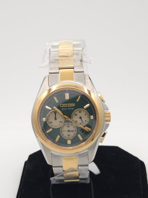 Citizen Sport Luxury Eco-Drive Chronograph 43mm Green Dial (Model CA4684-54X) - Brand New