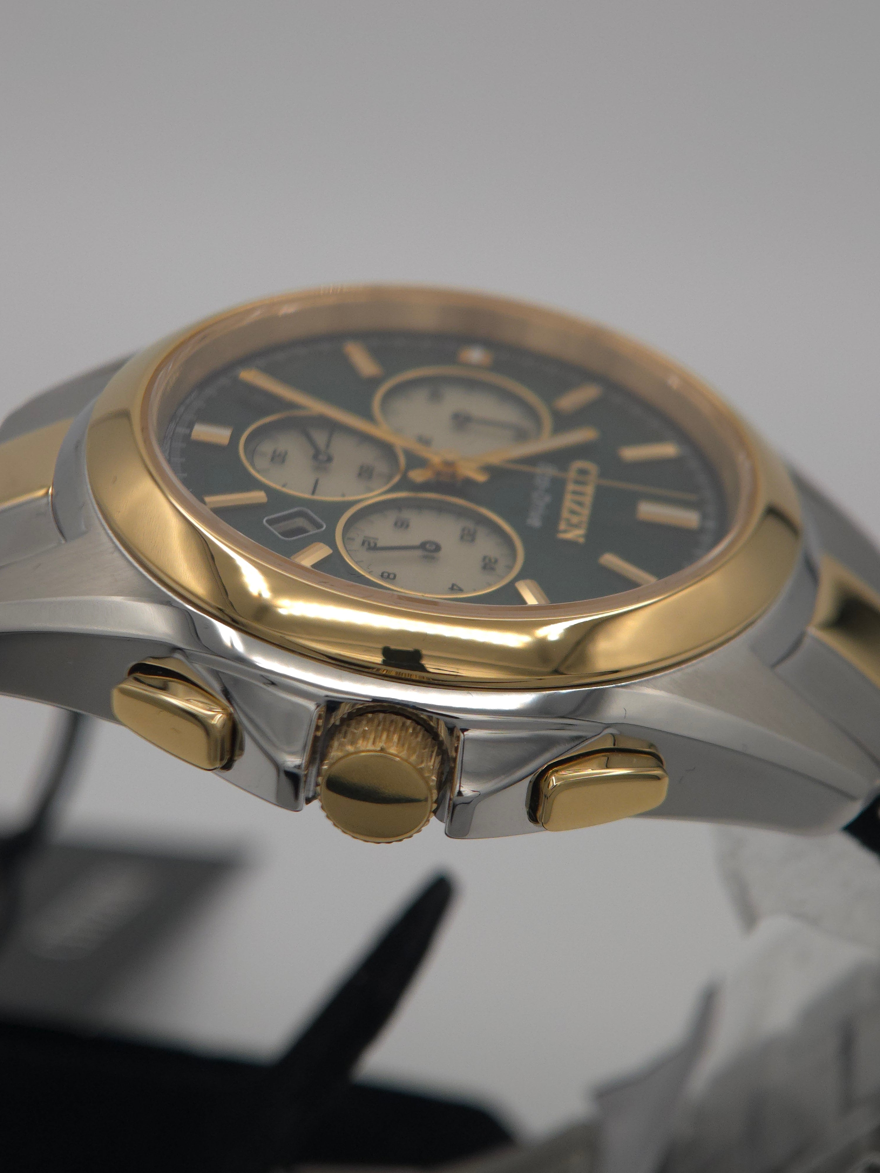 Citizen Sport Luxury Eco-Drive Chronograph 43mm Green Dial (Model CA4684-54X) - Brand New