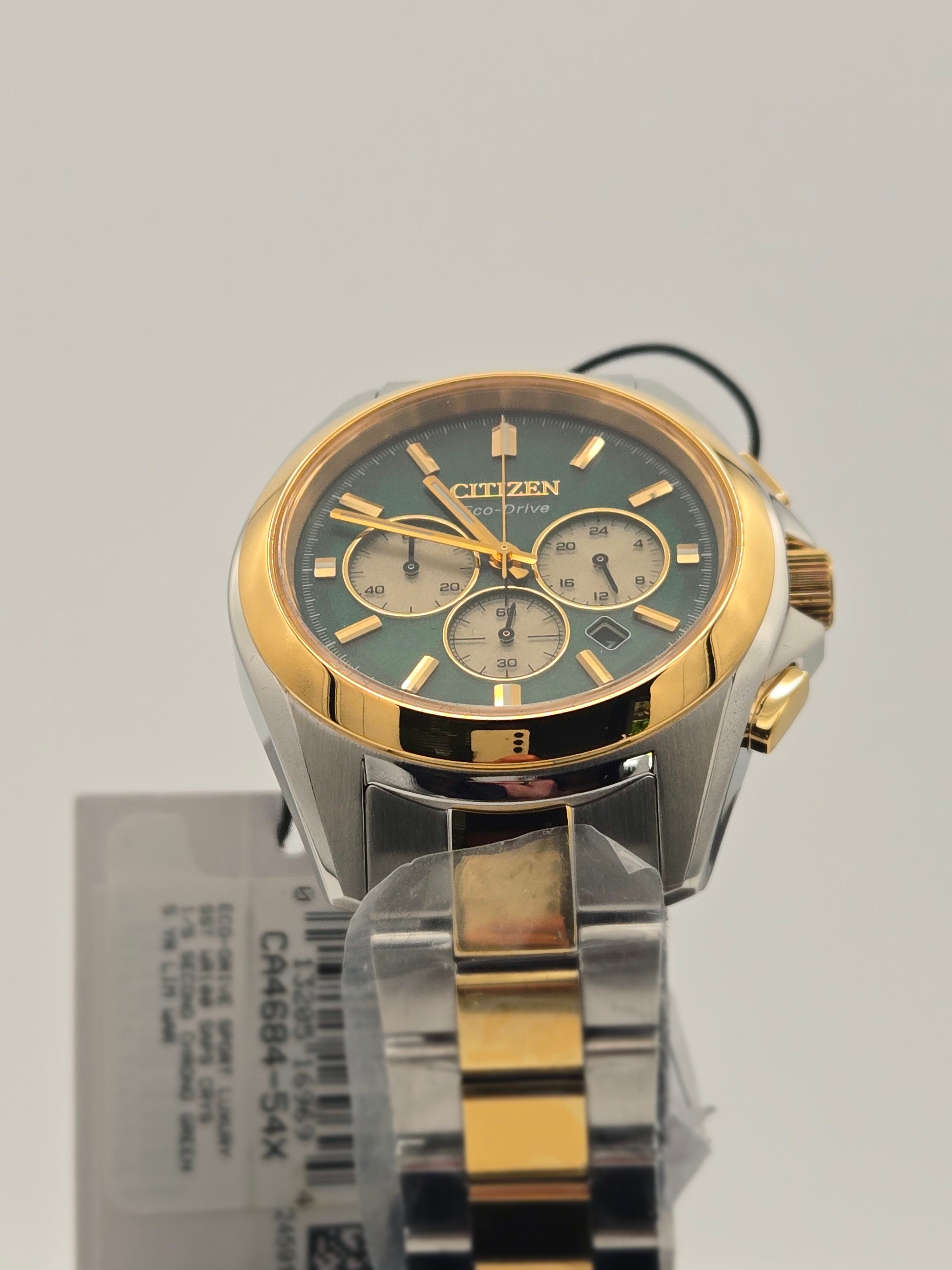 Citizen Sport Luxury Eco-Drive Chronograph 43mm Green Dial (Model CA4684-54X) - Brand New