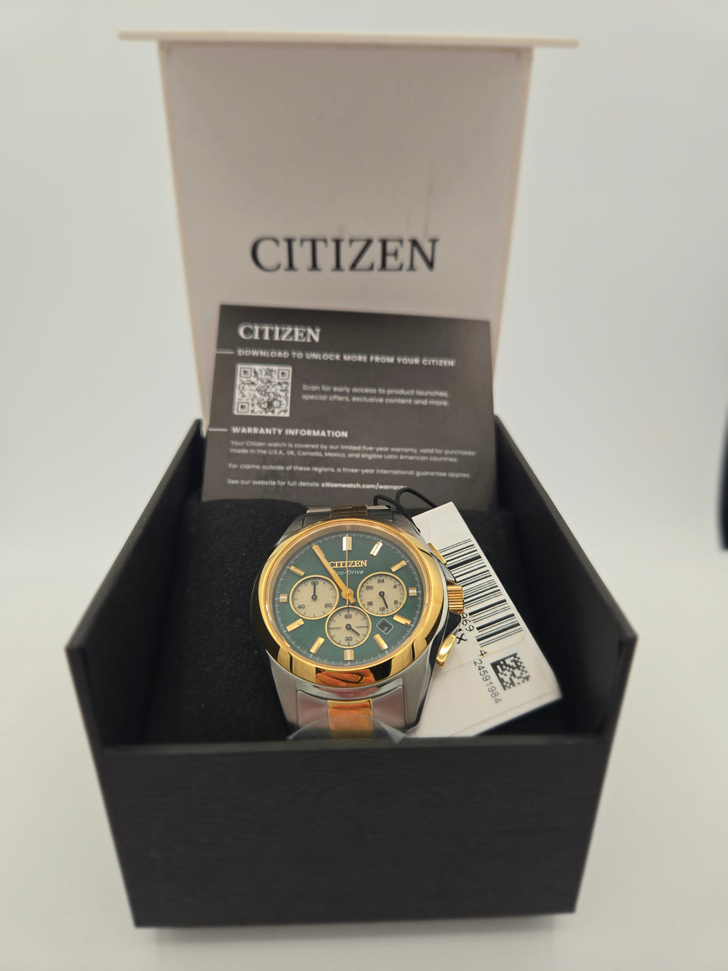 Citizen Sport Luxury Eco-Drive Chronograph 43mm Green Dial (Model CA4684-54X) - Brand New