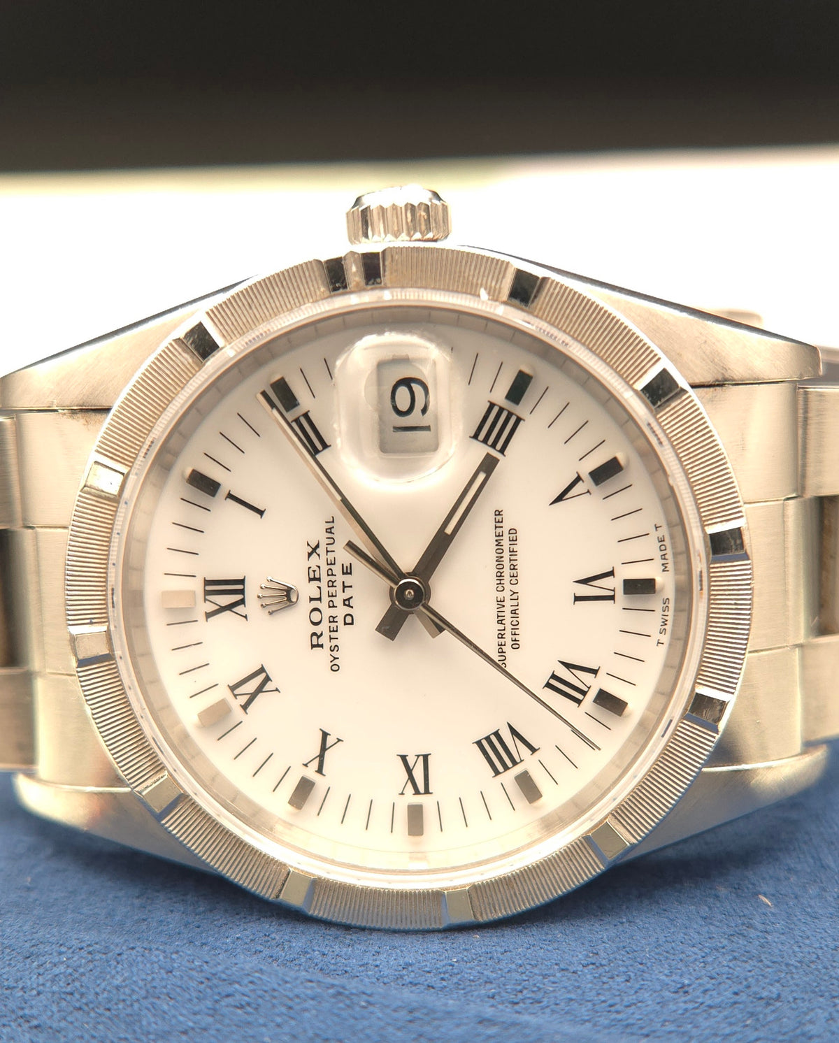 Rolex Oyster Perpetual Date 34mm 15210 White Roman Dial (1994 Papers)