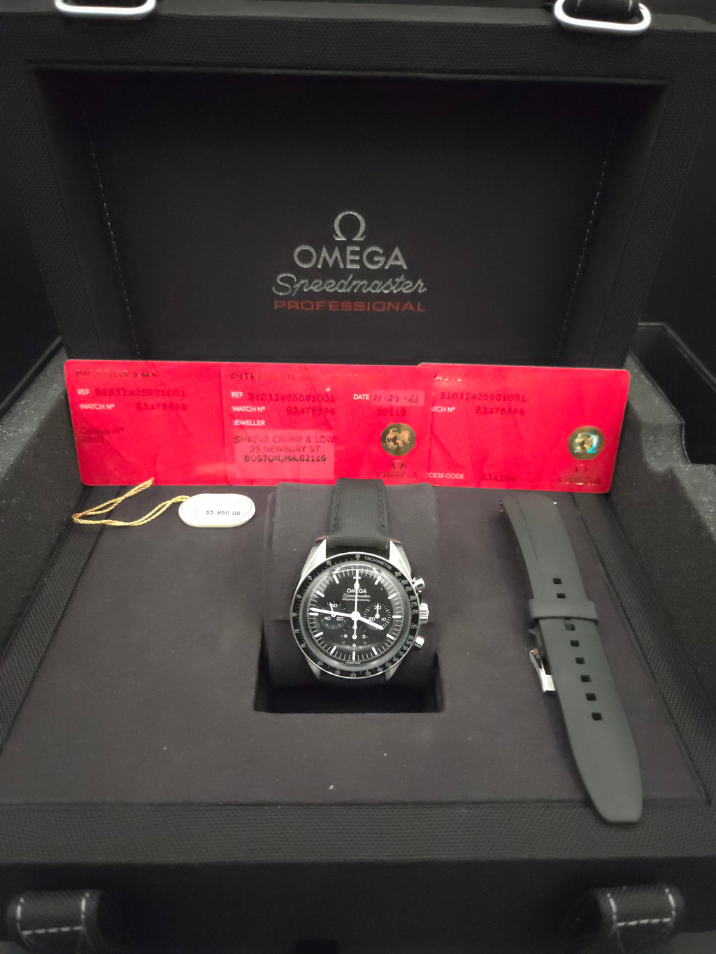 Omega Speedmaster Professional Moonwatch Hesalite 42mm Fabric Strap (Ref: 310.32.42.50.01.001) - Full Set