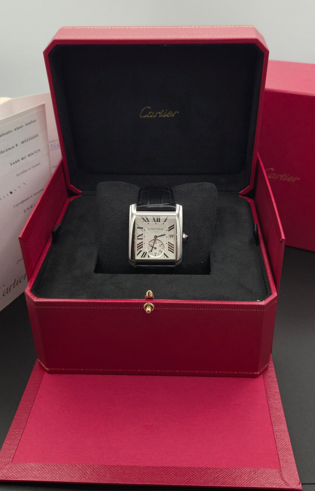 Cartier Tank MC Automatic 34.3mm Steel Silver Dial W5330003 (September 2013 Box & Papers)