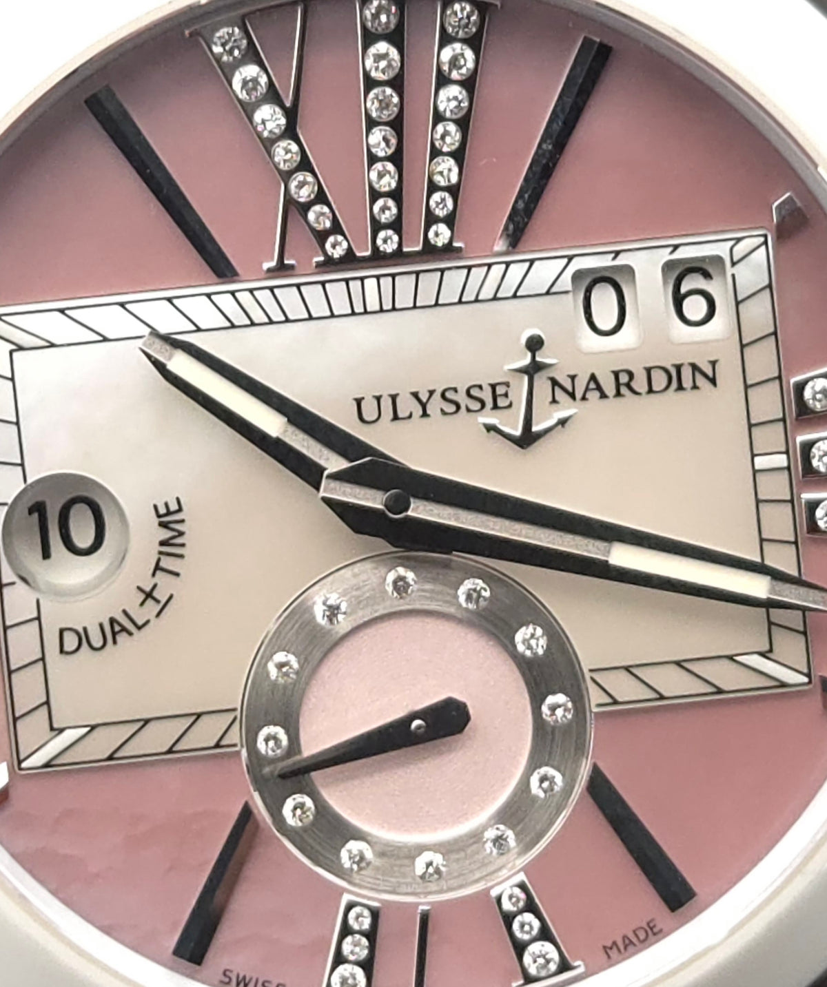 Ulysse Nardin Executive Dual Time Lady 40mm Ref. 243-10-3/397 – Factory Diamond MOP Dial (Watch Only)