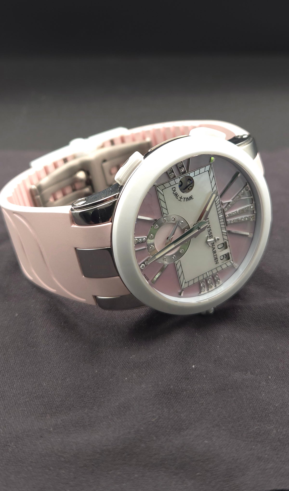 Ulysse Nardin Executive Dual Time Lady 40mm Ref. 243-10-3/397 – Factory Diamond MOP Dial (Watch Only)