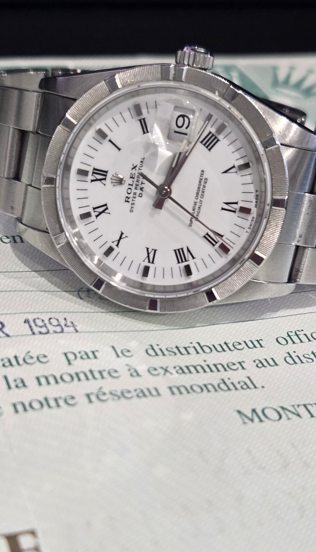 Rolex Oyster Perpetual Date 34mm 15210 White Roman Dial (1994 Papers)